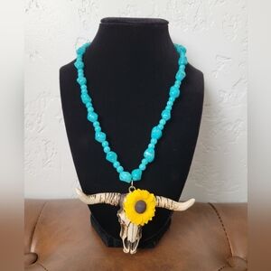Turquoise cow necklace